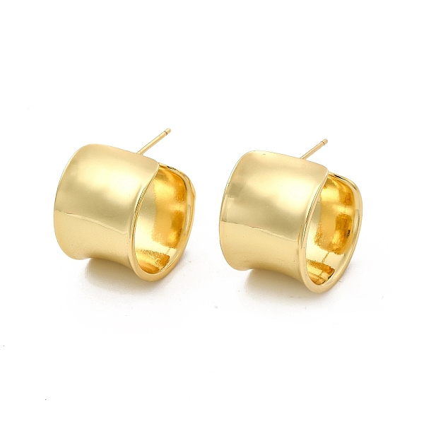 

PandaHall Brass Twist Column Stud Earrings, Thick Half Hoop Earrings for Women, Cadmium Free & Lead Free, Real 18K Gold Plated, 20x15mm, Pin...