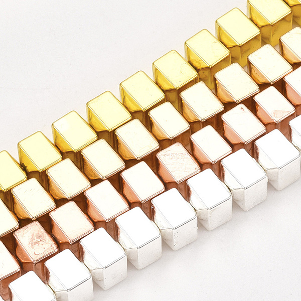 

PandaHall Electroplate Non-magnetic Synthetic Hematite Beads Strands, Cube, Mixed Color, 6x6x6mm, Hole: 1mm, about 68pcs/strand, 16.1 inch...