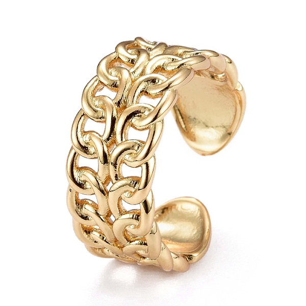 

PandaHall Brass Cuff Rings, Open Rings, Long-Lasting Plated, Curb Chain Shape, Real 18K Gold Plated, US Size 5 1/4, Inner Diameter: 16mm...