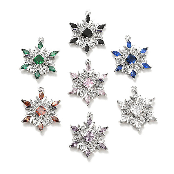 

PandaHall Brass Micro Pave Colorful Cubic Zirconia Pendants, Snowflake, Real Platinum Plated, 20.5x16x4mm, Hole: 1.2mm Brass+Cubic Zirconia...
