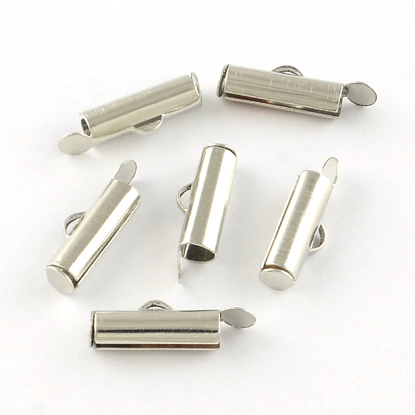 

PandaHall Iron Slide On End Clasp Tubes, Cadmium Free & Lead Free, Slider End Caps, Platinum, 5.5x40x4mm, Hole: 1mm, 3.2mm inner diameter...