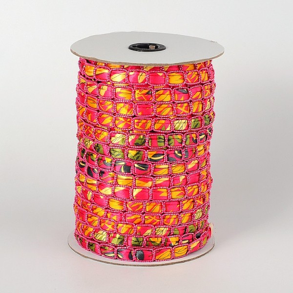 

PandaHall Cloth Cord, with Polyester, Camellia, 12x4mm, about 50yards/roll(150 feet/roll) Cloth Pink