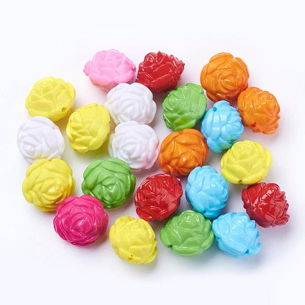 

PandaHall Opaque Acrylic Beads, Flower, Mixed Color, about 24mm long, 24mm wide, 20mm thick, hole: 2mm, about 99pcs/500g Acrylic Flower..., Multicolor