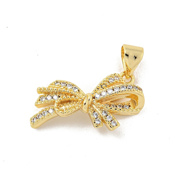 

PandaHall Rack Plated Brass with Cubic Zirconia Pendant, Lead Free & Cadmium Free, Long-Lasting Plated, Bowknot, Clear, Real 18K Gold Plated...