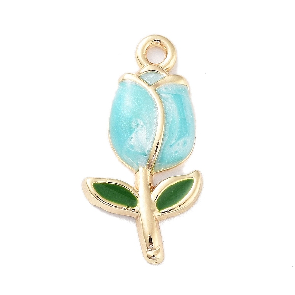 

PandaHall Golden Plated Alloy Enamel Pendants, Tulip Charms, Deep Sky Blue, 22x11x3mm, Hole: 1.6mm Alloy+Enamel Flower