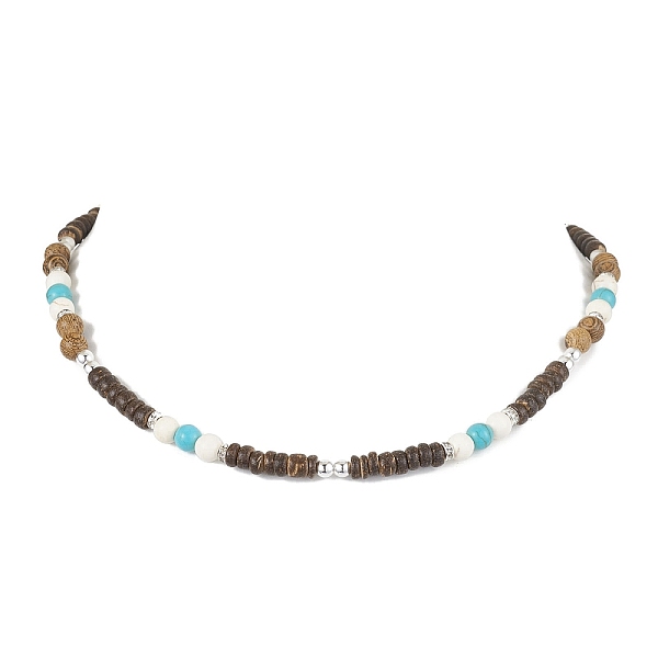 

PandaHall Natural Wenge Wood Pendant Necklaces, with Synthetic Turquoise and Synthetic Magnesite Beads Necklaces, Colorful, 16.10~16.34 inch...