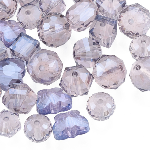 

PandaHall Transparent Glass Beads, Mixed Shapes, Lilac, 7~10x7~10x5~9.5mm, Hole: 1~1.5mm Glass Mixed Shapes Purple