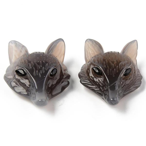 

PandaHall Natural Grey Agate Pendants, Top Drilled Beads, with Black Onyx Eye, Fox Head, 41x29.5~30.5x13~14.5mm, Hole: 1.6mm Grey Agate...