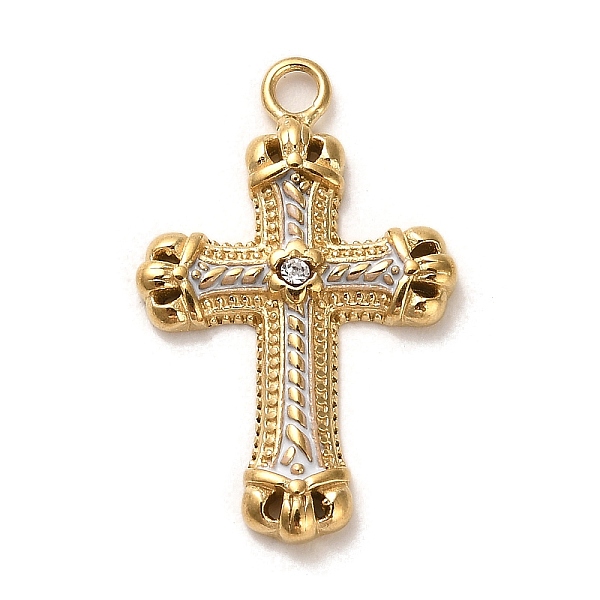 

PandaHall Real 18K Gold Plated 304 Stainless Steel Pendants, with Rhinestone, Cross, Clear, 30x19x3.5mm, Hole: 2mm Stainless Steel+Cubic...