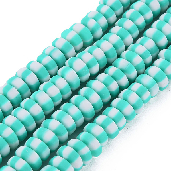 

PandaHall Handmade Polymer Clay Beads Strands, for DIY Jewelry Crafts Supplies, Flat Round, Turquoise, 6.8~8x3mm, Hole: 1.4mm, about..., Green