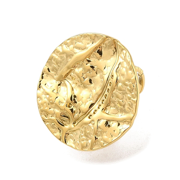 

PandaHall Hammered Round 304 Stainless Steel Open Cuff Ring for Women Men, Real 18K Gold Plated, Adjustable 304 Stainless Steel Round
