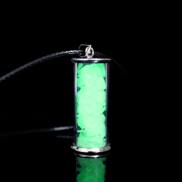 PandaHall Glass Wishing Bottle with Synthetic Luminaries Stone Pendant Necklace, Glow In The Dark Drifting Bottle Necklace for Women, Light...