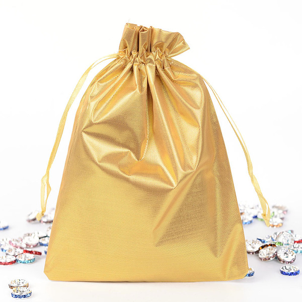 

PandaHall Rectangle Cloth Bags, with Drawstring, Gold, 17.5x13cm Polyester Gold