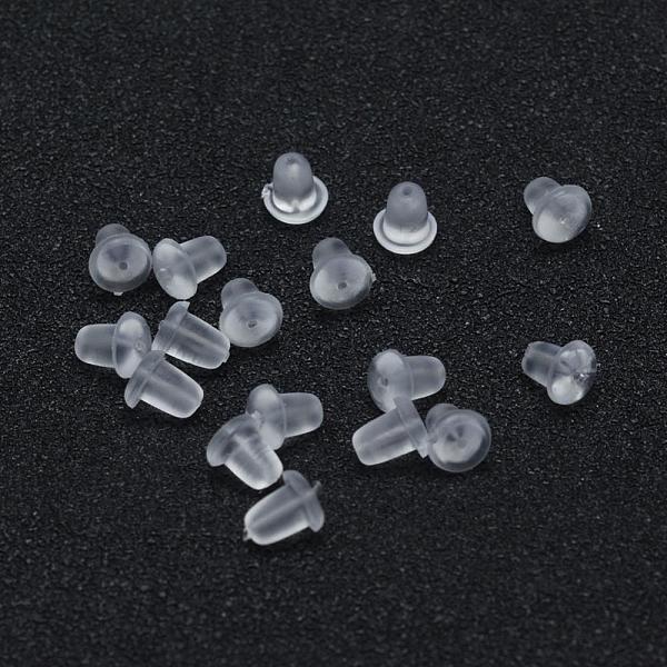 

PandaHall Eco-Friendly Plastic Ear Nuts, Earring Backs, Clear, 4x4mm, Hole: 0.5mm, about 9500pcs/bag Plastic Clear