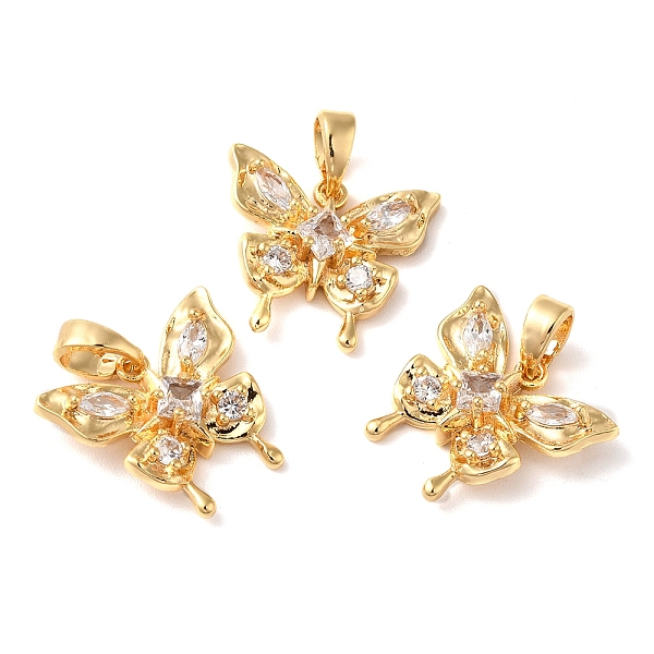 

PandaHall Brass Micro Pave Cubic Zirconia Pendants, Butterfly, Real 18K Gold Plated, 13.5x15x4.5mm, Hole: 4.7x2.5mm Brass+Cubic Zirconia..., Clear