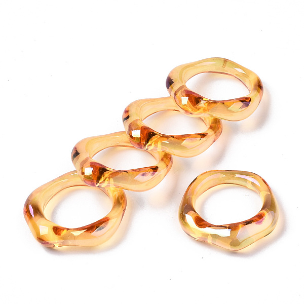 

PandaHall Transparent Resin Finger Rings, AB Color Plated, Dark Orange, US Size 6 3/4(17.1mm) Resin