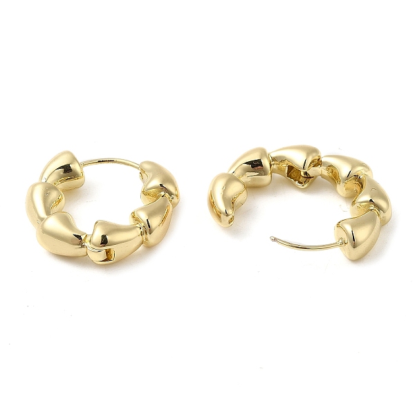 

PandaHall Rack Plating Brass Horn Hoop Earrings for Women, Ring, Real 18K Gold Plated, 20x22x6mm Brass Ring