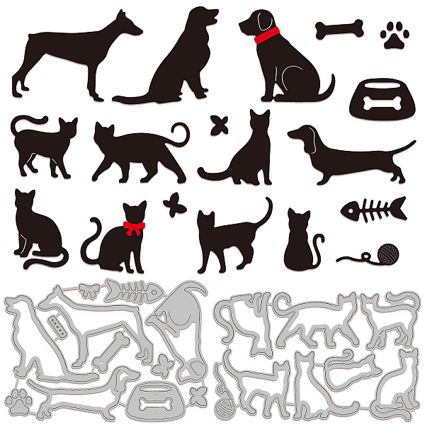 

PandaHall GLOBLELAND 2Set 20Pcs Dogs Cats Cutting Die Metal Pet Animals Bones Die Cuts Embossing Stencils Template for Paper Card Making...