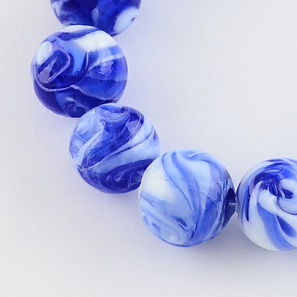 

PandaHall Handmade Lampwork Beads, Round, Blue, 14mm, Hole: 1~2mm Lampwork Round Blue