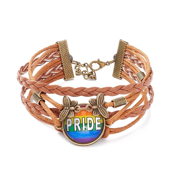 

PandaHall Rainbow Pride Bracelet, Pride Word Flat Round & Butterfly Links Multi-strand Bracelet for Men Women, Chocolate, Word, 7-1/4 inch..., Brown