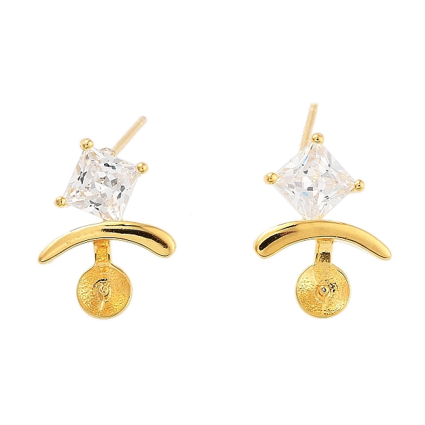 

PandaHall 925 Sterling Silver with Cubic Zirconia Stud Earring Findings, with S925 Stamp, for Half Drilled Beads, Real 18K Gold Plated...