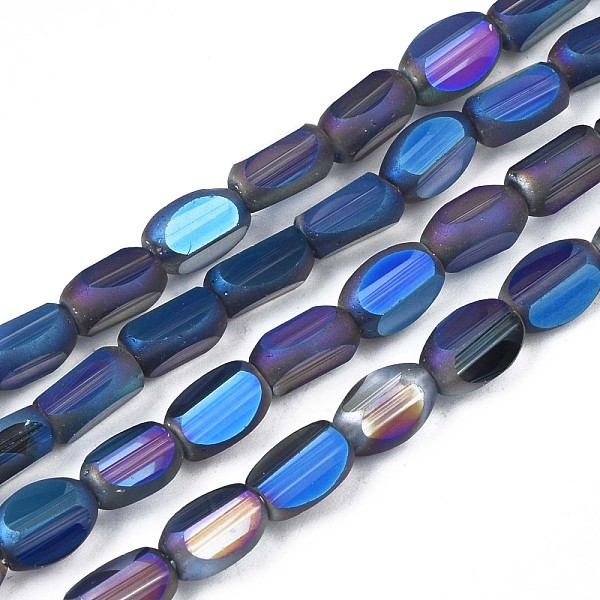 

PandaHall Electroplate Glass Beads Strands, Faceted, AB Color, Cuboid, Marine Blue, 6~7x4~5x3mm, Hole: 0.8mm, about 80pcs/strand, 20.08...
