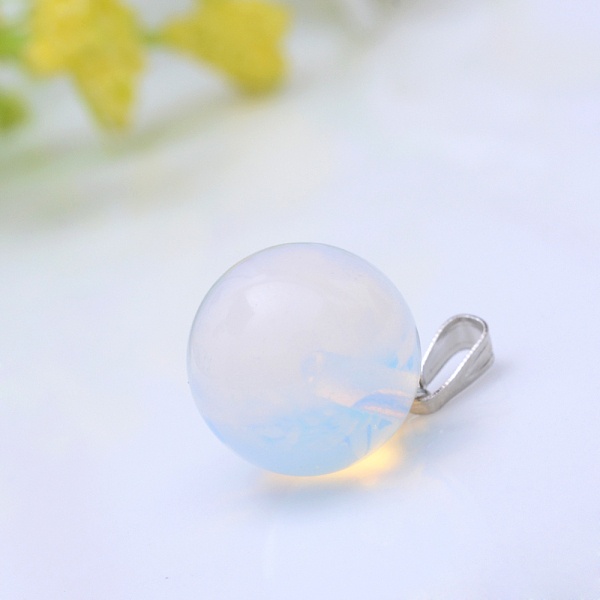 

PandaHall Opalite Pendants, with Platinum Iron Findings, Round, 17x14mm, Hole: 2.5x6mm Opalite Round
