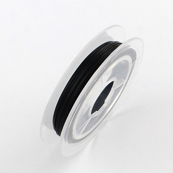 

PandaHall Tiger Tail Wire, Nylon-coated Stainless Steel, Black, 0.45mm, about 32.8 Feet(10m)/roll Stainless Steel Round Black