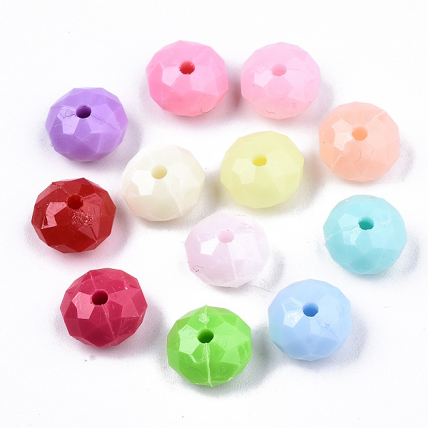 

PandaHall Opaque Acrylic Beads, Faceted, Rondelle, Mixed Color, 8x5mm, Hole: 1.2mm, about 2900pcs/500g Acrylic Rondelle Multicolor