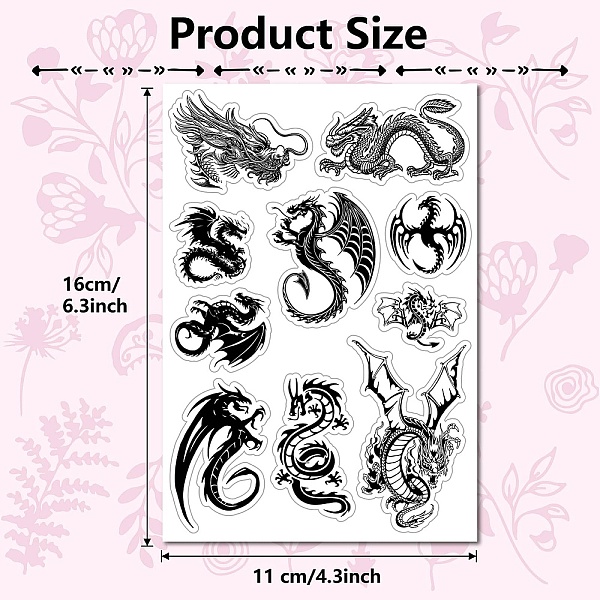 

PandaHall Custom PVC Plastic Clear Stamps, for DIY Scrapbooking, Photo Album Decorative, Cards Making, Stamp Sheets, Film Frame, Dragon...