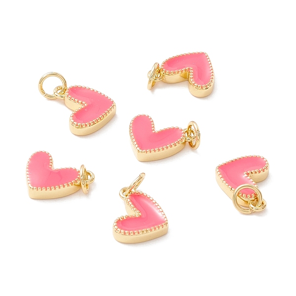 

PandaHall Rack Plating Brass Enamel Charms, with Jump Ring, Cadmium Free & Nickel Free & Lead Free, Real 18K Gold Long-Lasting Plated, Heart...