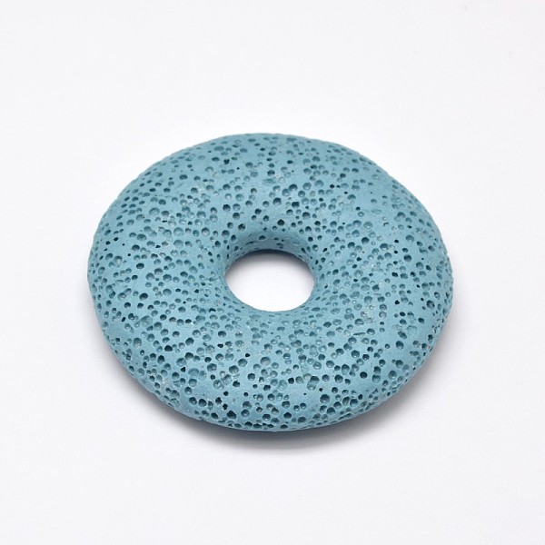 

PandaHall Natural Lava Rock Disc Big Pendants, Dyed, Sky Blue, 50x11mm, Hole: 10mm Lava Rock Donut Blue
