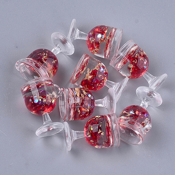 

PandaHall Resin Cup Pendants, with Gold Foil, Wine Glass, Red, 18~18.5x15x12mm, Hole: 2.5mm Resin Tableware Red