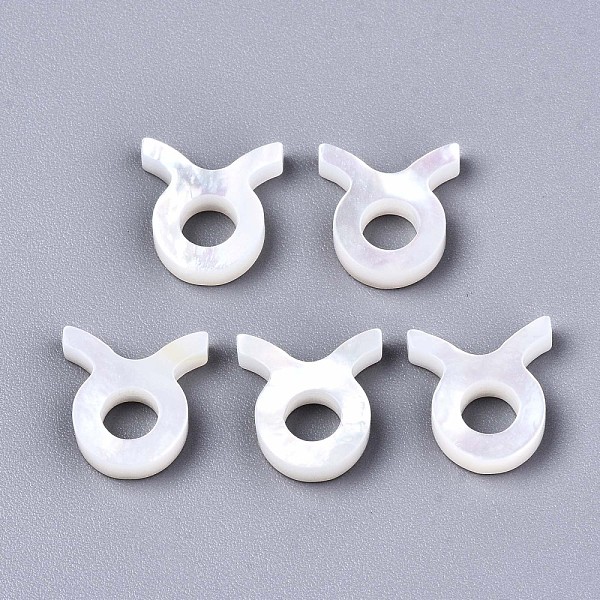 

PandaHall Natural White Shell Beads, Mother of Pearl Shell Beads, Top Drilled Beads, Constellation/Zodiac Sign, Taurus, 11.5x10.5x2.5mm...