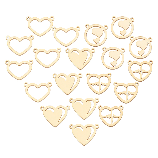 

PandaHall Unicraftale 16Pcs 4 Style Vacuum Plating 304 Stainless Steel Pendants, Heart, Golden, 4pcs/style 304 Stainless Steel Heart