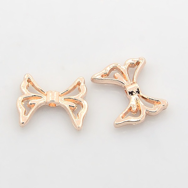 

PandaHall Nickel Free & Lead Free Alloy Bowknot Beads, Long-Lasting Plated, Rose Gold, 12x15x2mm, Hole: 1mm Alloy Bowknot