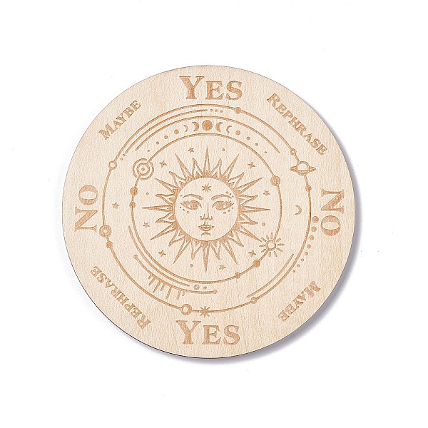 

PandaHall Wooden Carved Cup Mats, Heat Resistant Pot Mats, Tarot Theme Pendulum Board, for Home Kitchen, Flat Round, Sun Pattern, 100x3mm..., Orange