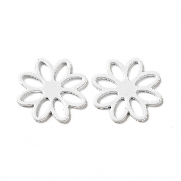 

PandaHall Spray Painted 201 Stainless Steel Filigree Joiners, Flower, White, 16x1mm, Inner Diameter: 2.5x4.5mm 201 Stainless Steel Flower...