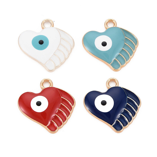 

PandaHall Rack Plating Alloy Enamel Pendants, Cadmium Free & Nickel Free & Lead Free, Heart with Eye, Light Gold, Mixed Color, 18x18x3mm..., Multicolor