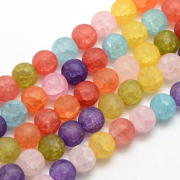 

PandaHall Frosted Synthetic Crackle Quartz Round Beads Strands, Dyed & Heated, Mixed Color, 8mm, Hole: 1mm, about 54pcs/strand, 16.17 inch..., Multicolor