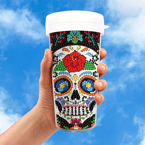 

PandaHall DIY Diamond Painting Sticker Kits, Including Canvas Bag, Resin Rhinestones, Pen, Tray & Glue Clay, Skull, 180x90mm Resin Skull