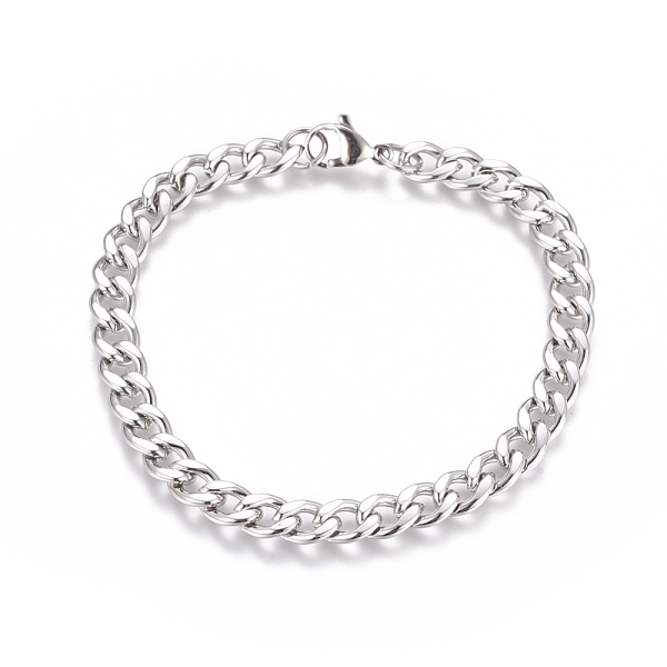 

PandaHall Unisex 304 Stainless Steel Curb Chain/Twisted Chain Bracelets, with Lobster Claw Clasps, Stainless Steel Color, 8-1/2 inch(21.5cm)...