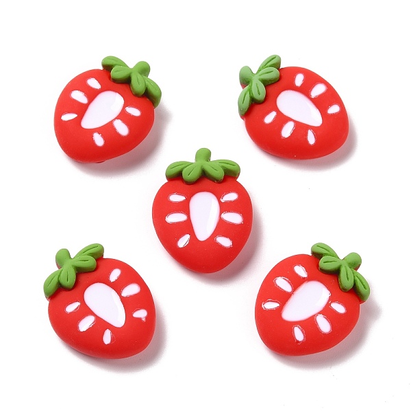 PandaHall Opaque Resin Cabochons, DIY Accessories, Phone Case Decoration, Strawberry, Red, 24.5x19x8mm Resin Fruit Red