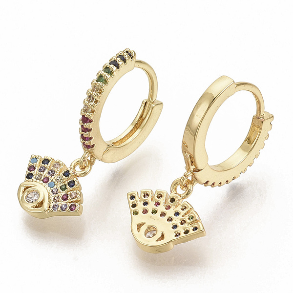 Orecchini a cerchio pendenti in zirconi colorati con micro pavè di zirconi colorati