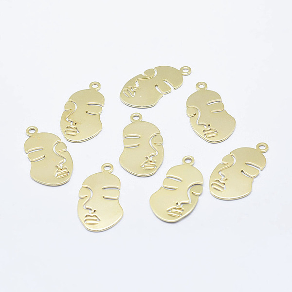 

PandaHall Brass Pendant, Long-Lasting Plated, Real 18K Gold Plated, Nickel Free, Face, 33.5x17.5x1mm, Hole: 2.5mm Brass Human