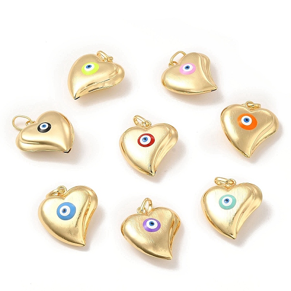 

PandaHall Brass Pendants, with Enamel, Real 18K Gold Plated, Long-Lasting Plated, Heart with Evil Eye Charm, Mixed Color, 33x30x12mm, Hole..., Multicolor