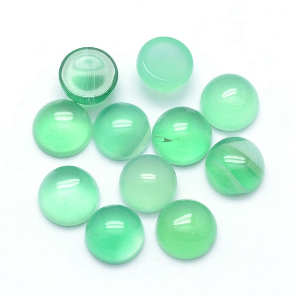 

PandaHall Natural Green Onyx Agate Cabochons, Half Round, 6x3~3.5mm Green Onyx Agate Half Round