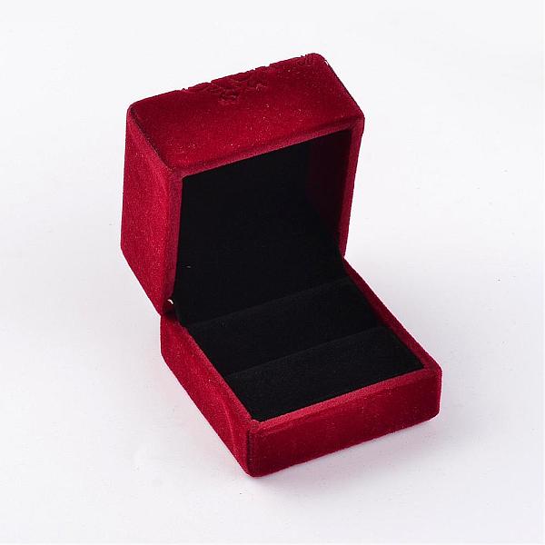 

PandaHall Square Velvet Ring Boxes, Flower Pattern, Jewelry Gift Boxes, Red, 6x6x5cm Velvet Square Red