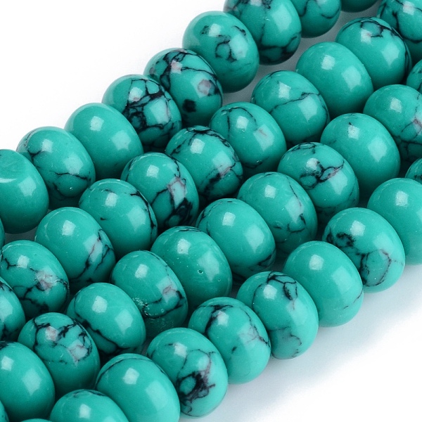 

PandaHall Synthetic Turquoise Beads Strands, Dyed, Rondelle , 8x5mm, Hole: 1.8mm, about 79pcs/Strand, 15.75 inch(40cm) Synthetic Turquoise..., Cyan