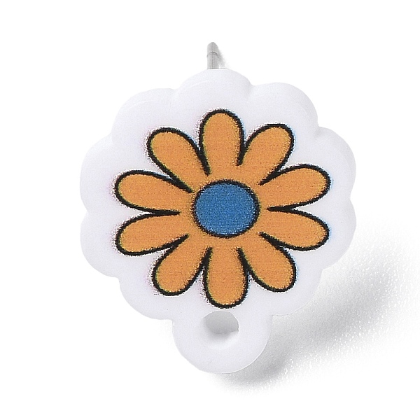 

PandaHall Flower Resin Stud Earrings, with Iron Pins, Orange, 18x15.8x2mm Resin Flower Orange